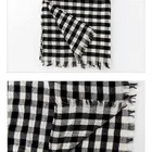 Cape Plaid Black And White Thick Winter Scarf Tartan Chunky Wrap Oversized Shawl Cape For Women And Man