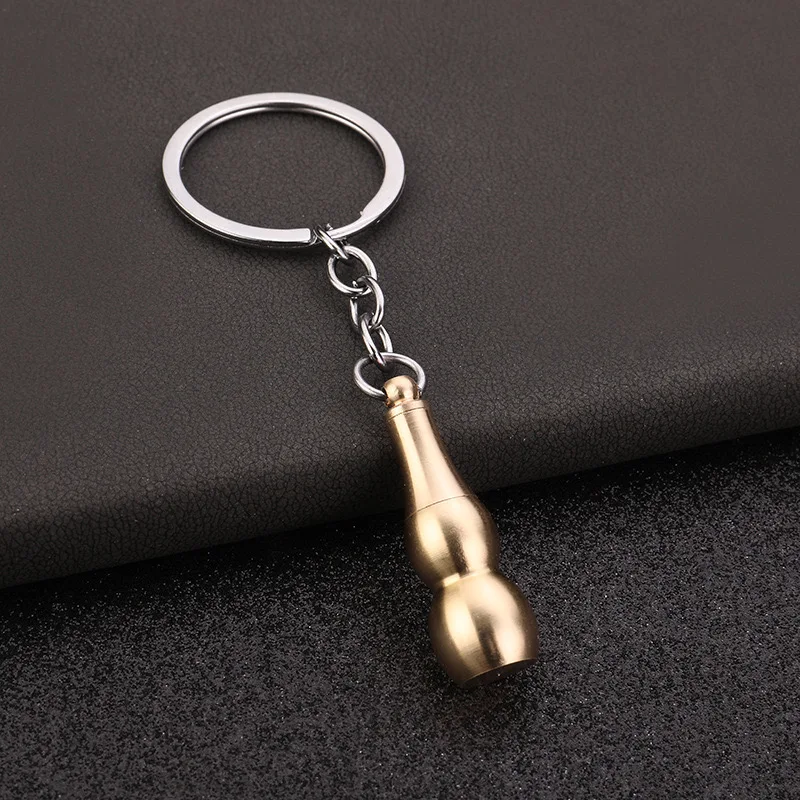 2 In1 Gourd Bullet Shape Ear Spoon Keychain Creative Unisex Backpack Purse Decor Pendant Ring Holder Birthday Party Daily Gift