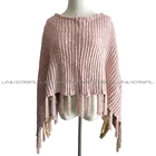 Pink Corduroy Fringe Poncho Fashion Ponchos Ladies Luxury Poncho