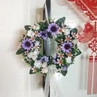 Home Wreath Wedding Decoration 30cm Handmade Purple Daisy Design Indoor Decorative Wreath