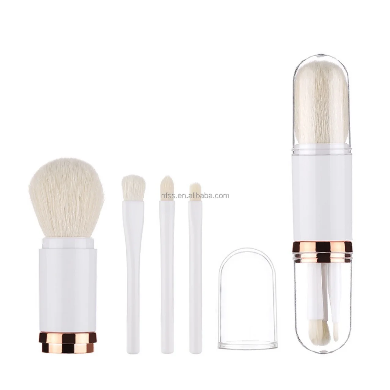 Small Face Eyes Sponge Cosmetic Brushes Royal Blue Design Makeup Brushes For Make Up Pvc Clear Storage Box Packaging Transparent