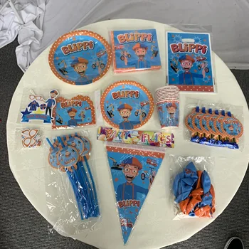 Hot sale Blippi birthday decoration set party supplies for kids birthday party in bulk