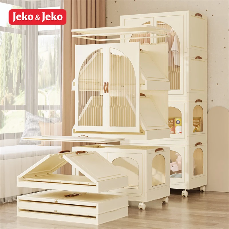 Jeko&Jeko White Color Household Bedroom Folding Baby Wardrobe For Storage