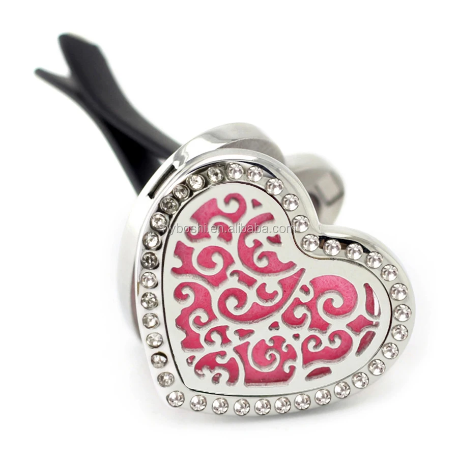 Mm Heart Flower Shape With Crystal Stainless Steel Aromatherapy