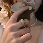 Handcraft Pearl Rings Handcraft Genuine Natural Pearl Gold Open Adjustable Finger Rings For Women Stylish
