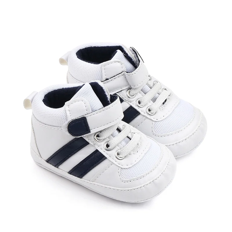 Spring and autumn new 3-6-12 months Bao Bao star stripes fashion cool high top toddler shoes details