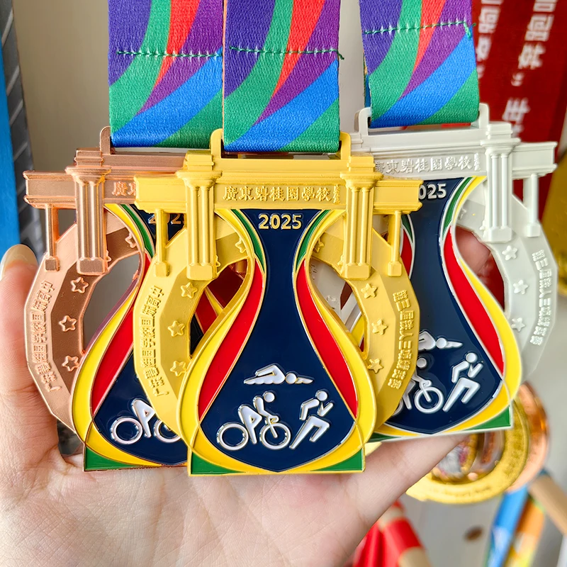 Manufacturer Custom Design Metal Sport Medal Cycling Swimming Triathlon Race Balance Bike Medal details