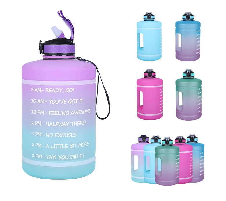 USSE 1 Gallon Water Bottle with Straw & Motivational Time Marker, BPA Free Reusable Gym Sports Outdoor Large Capacity Water Jug