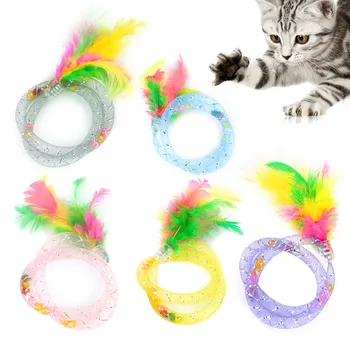 New Design Cat Hose Feather Toy Bell Spring Jumping Cat Toys Supplies