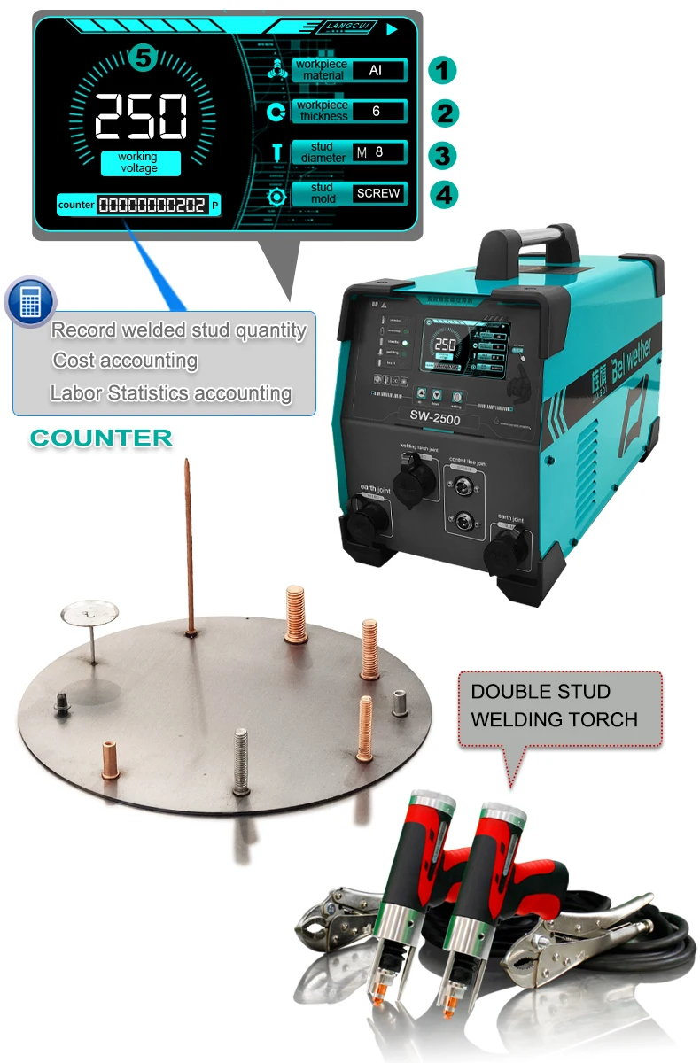 Stud Welding Machine Sw 2500 Capacitor Discharge Inverter Stud Machine