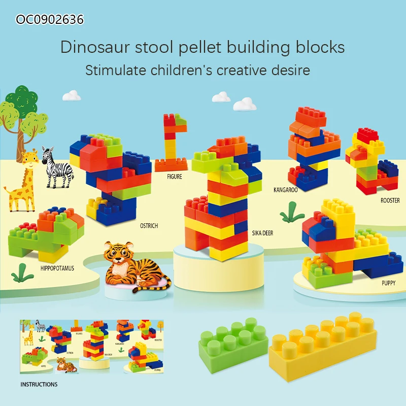 100pcs sensory kids educational plastic big diy stacking building blocks toy