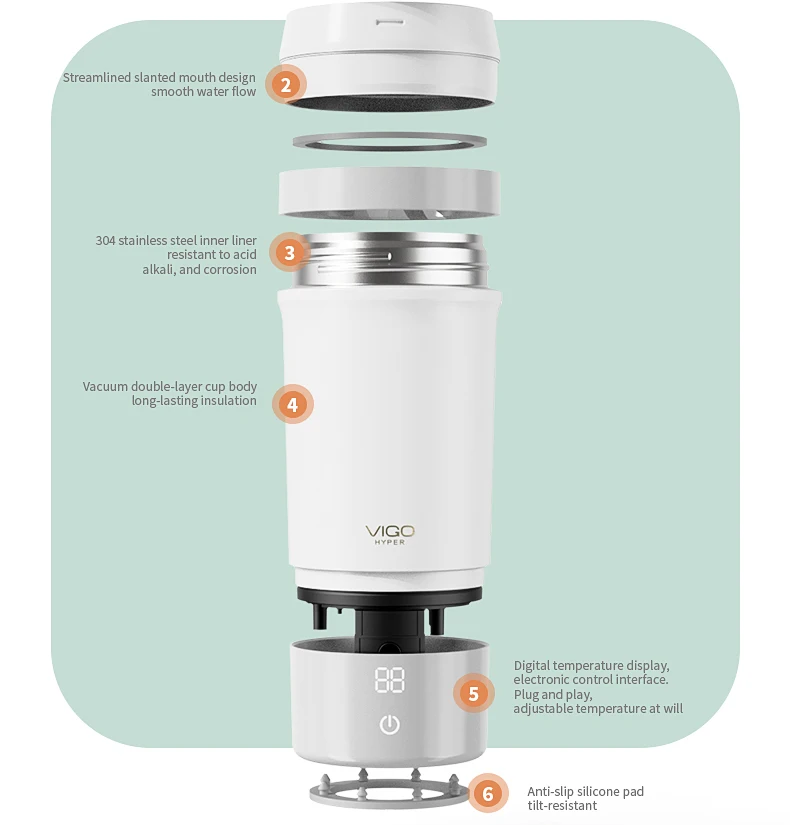 2023 Heating Vacuum Termo Coffee Kettle Electric Mug Warmer Smart Coffee Mug Warmer Cup factory