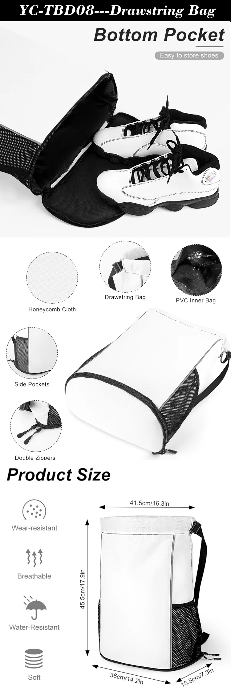 product custom logo sublimation backpack school swimming drawstring bag waterproof basketball football sports set bag travel shoe bag-8