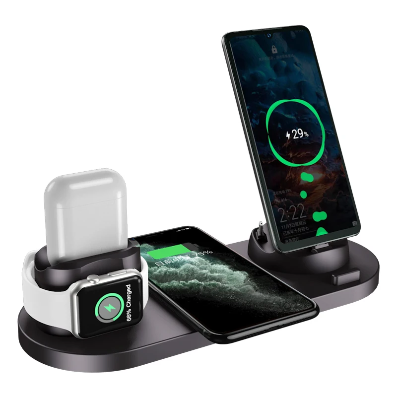 Aanvulling Ritmisch eindeloos Hot Sale Draadloze Oplader 6 In 1 Wireless Charging Stand Charging Dock For  Apple Earbuds Watch Phone Fast Wireless Charger - Buy Wireless Charging  Stand,Draadloze Oplader,Cargador Inalambrico Product on Alibaba.com
