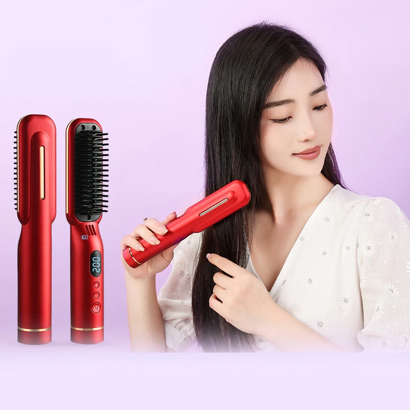 Negative Ion Hair Straightener Styling Comb Hot Hair Straightener Brush Hair Straightening