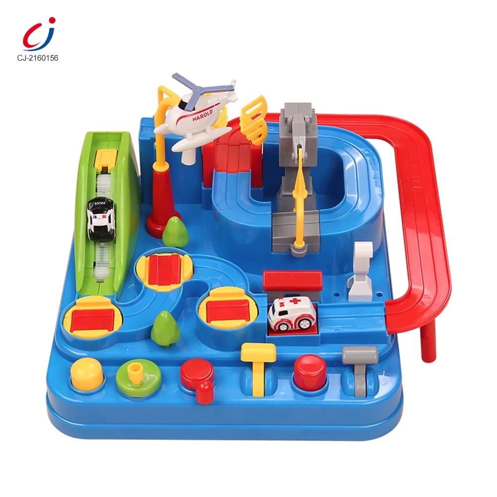 Chengji Funny rescue city play sets game kids educational racing car adventure toy parking lot car toys slot track toy