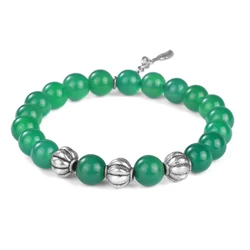 Ys344 New Product  Natural Green Agate Stainless steel tasbih 33 beads Tally Plata Tasbeh Muslim Prayer Colour   rosary