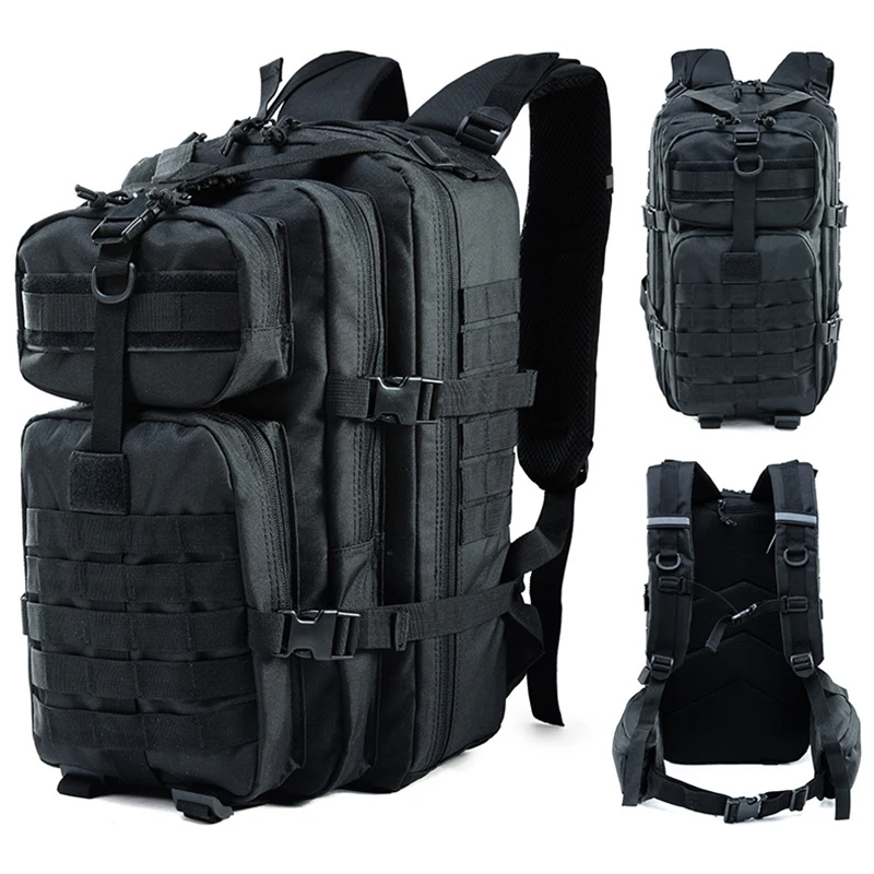 40L Molle UK Military Tactical Backpack Rucksack Hike Camping Trekking Bag Black 
