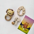 Crochet Crochet Cute Lion Wooden Rattle/Tassel Braid Baby Pacifier Clip/Baby Wooden Teether