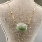 Agate Pendant 925 Silver Necklace Green Agate Ball Pendant 1 Mc Gold Plated