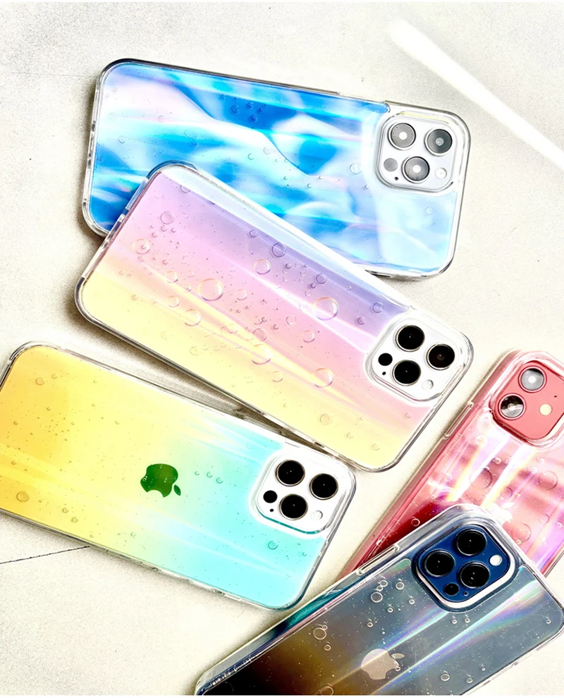 Luxury Fashion Laser Bubble Epoxy Soft Liquid Silicone Rubber Ultra Thin Transparent Ca Phone Case For Iphone8Plus For Iphone 13