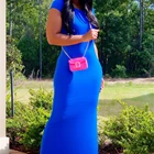 Summer Clothes Summer Short Sleeve Solid Color Tank Dress Lady Elegant Sexy Clothes Women Long Maxi Dresses