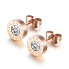 Rose Gold Fashion Zircon Earring Stainless Steel Rose Gold Plated Stud Earrings