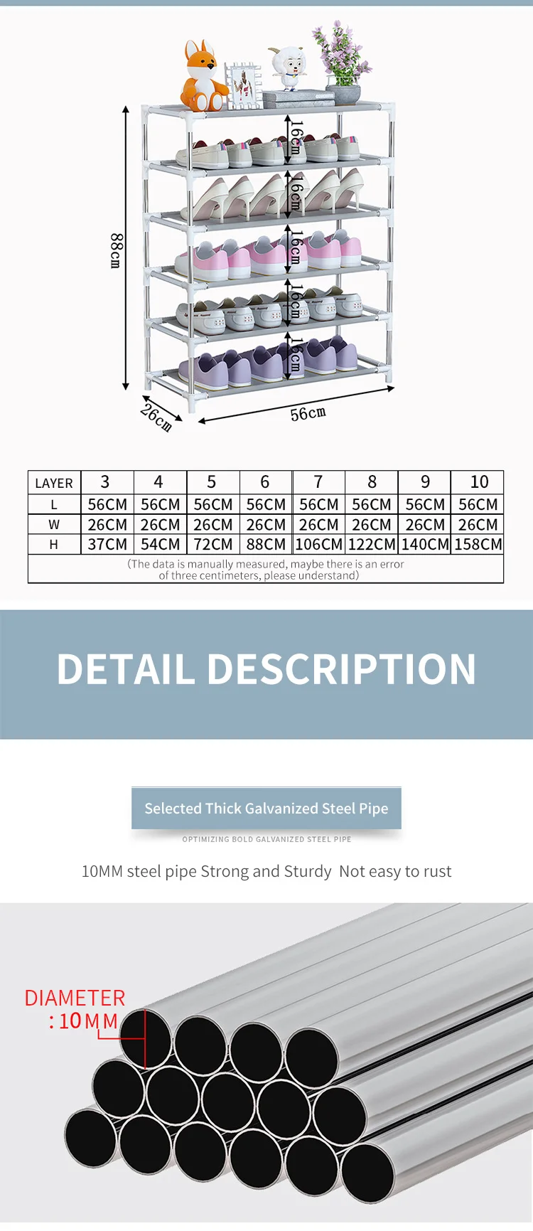 Metal Slatwall Shoe Display Shelf 10mm Steel Pipe Shoe Rack Portable 4