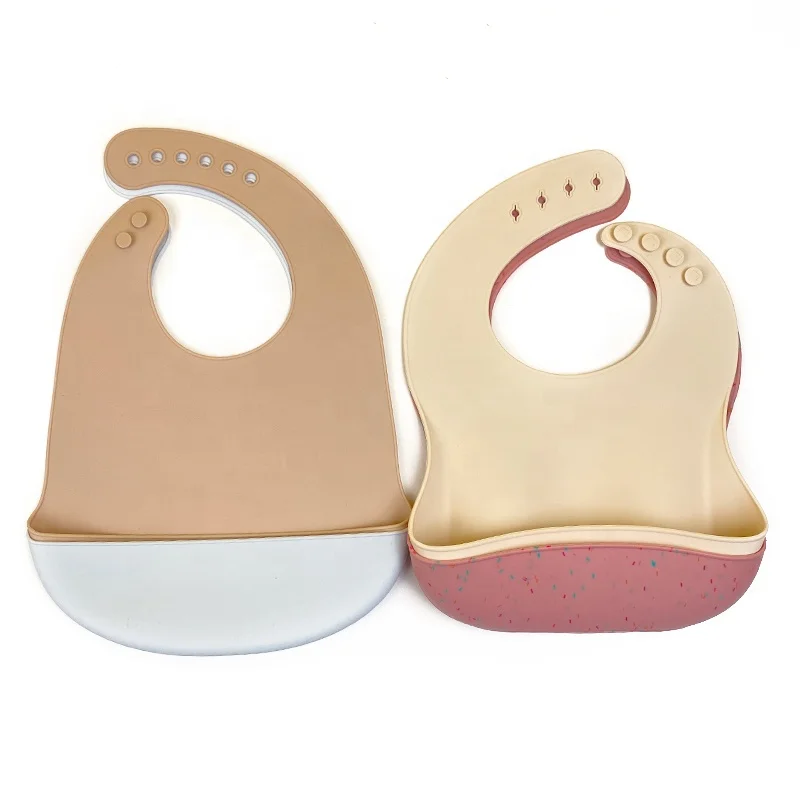 2023 Top Selling baberos de silicona Washable Waterproof Silicone Baby Bibs  Feeding Set  With Crumb Catcher