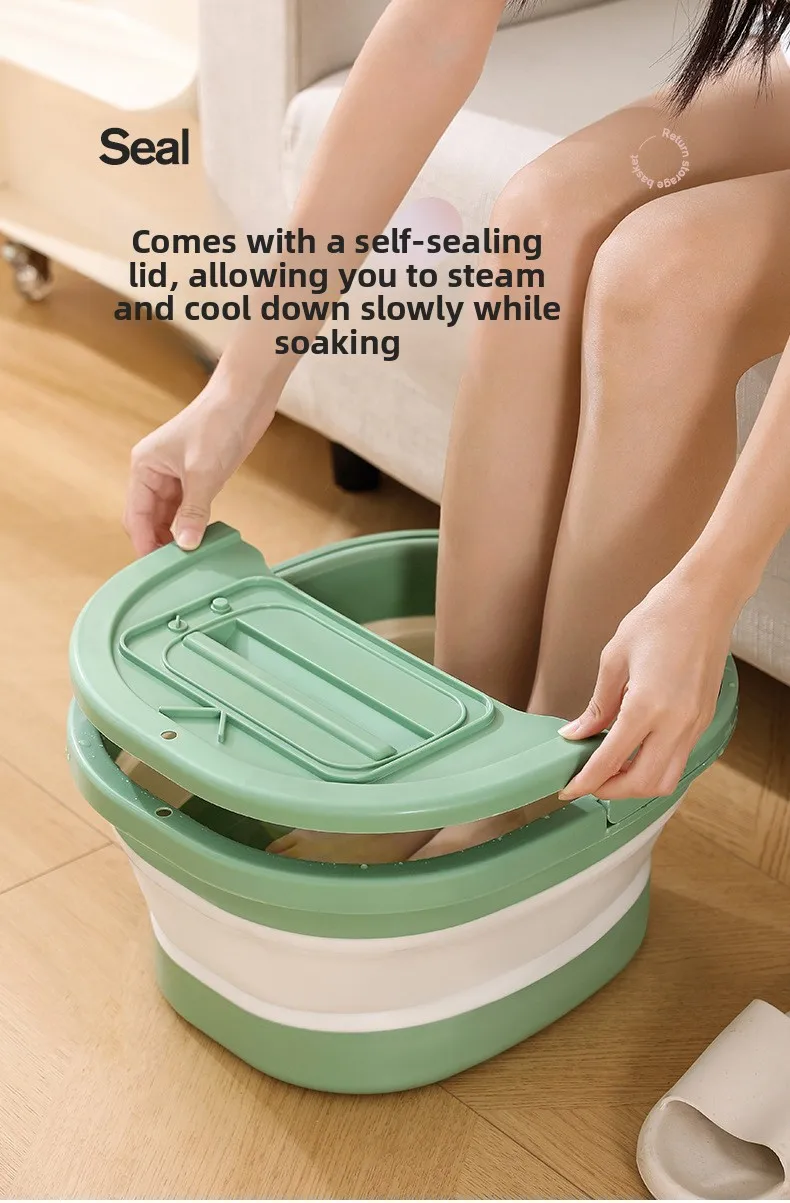 product portable pp plastic folding washing feet massage bucket foot spa basin for home bathroom laundry tub with phone holder cover-4