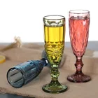 Goblet Nordic Glass Cups High Quality Hot Sale Colorful Goblet Glass Nordic Style Embossed Glass Cup