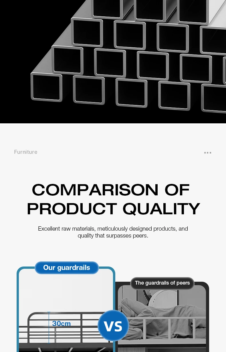 product high quality traditional style black metal frame double steel bed durable knock eco friendly bunk bed for adult students school-4