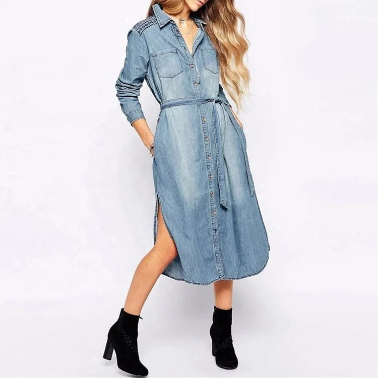 Women,Casual Dresses,Denim Dress 