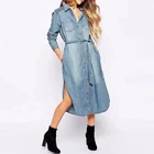 Fashion Jeans Fashion Design Casual Mandarin Collar Empire Knee-length Women Denim Dresses Jeans