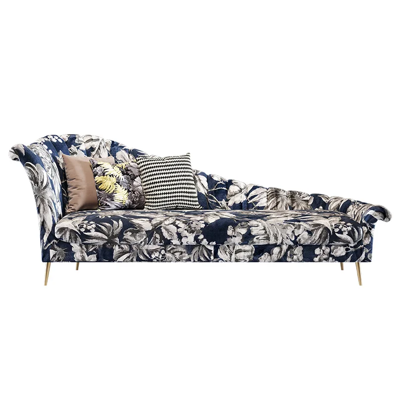 printed fabric chaise lounge