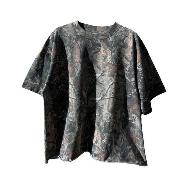 Summer Custom Organic Cotton Camo Camouflage Round Neck Boxy Fit Short Sleeve Tees Graphic t Shirt Men factory