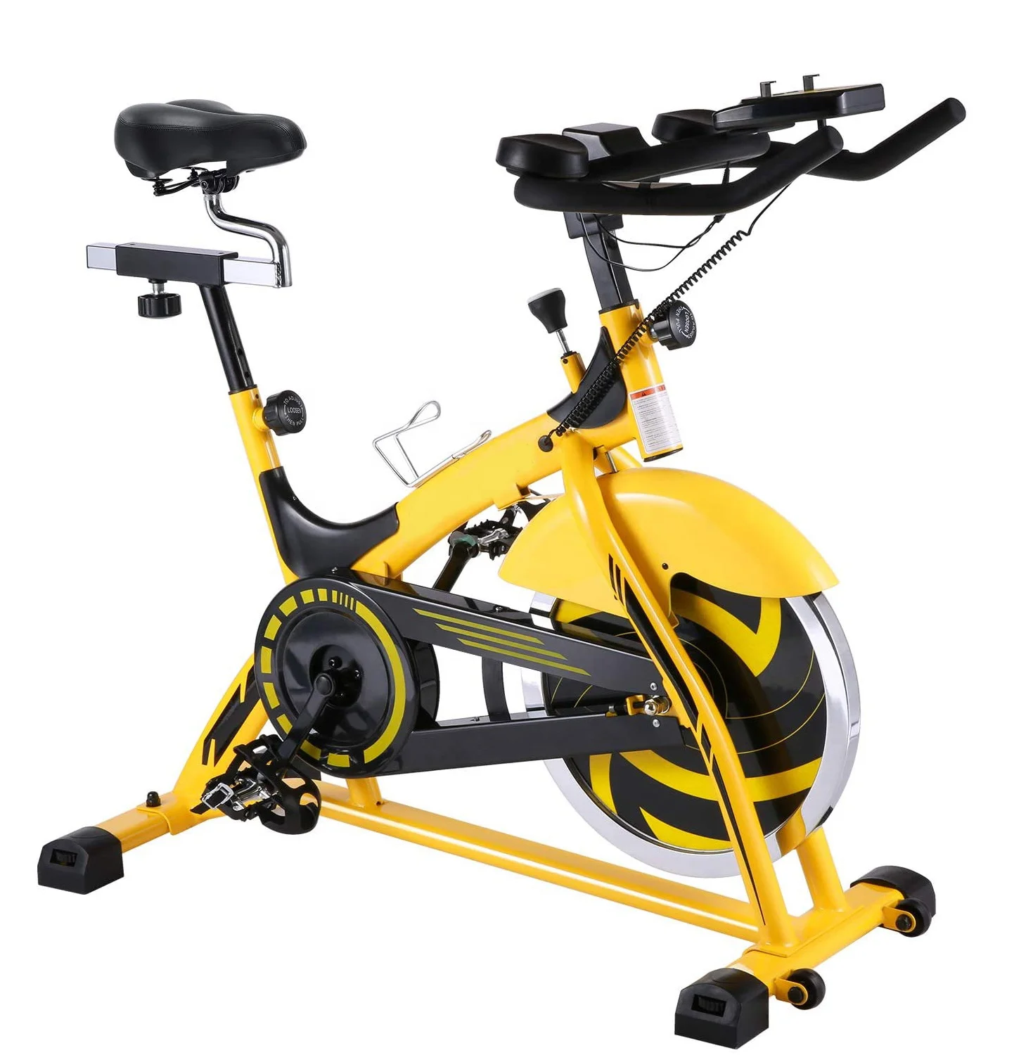 black and yellow stationary bike