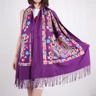 Polyester 100% Polyester Cashmere Feel High Quality Embroidered Pashmina Warm Shawl Wholesale