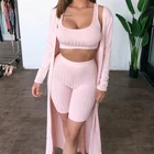 Cardigan Women Casual High Waist Crop Tank Top Shorts Cardigan Sets Outfits Women Cardigan Set 3 Piece
