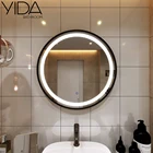 Bathroom Mirror Factory Custom Black Aluminium Frame Bathroom LED Mirror Wall Mounted Bath Mirror