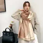 Shawl Winter Geometric Striped Scarf Female Warm Shawl Dual-use Student Cashmere Scarf