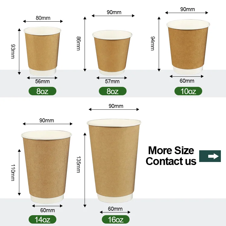 Oz Oz Oz Hot Drink Disposable Double Wall Kraft Paper Coffee Cups