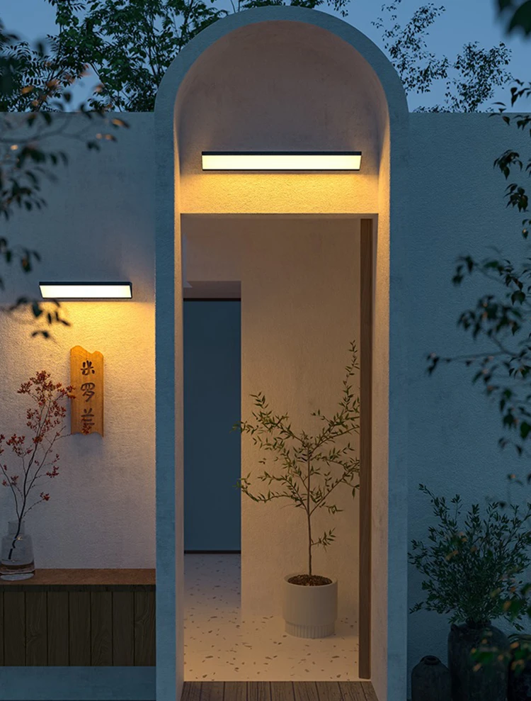 Contemporary Outdoor Linear Wall Lights Garden Decorative Solar Energy