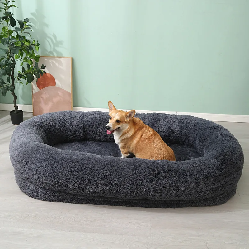 product popular human dog bed for adults giant dog bed with removable washable cover faux fur human size dog bed-55