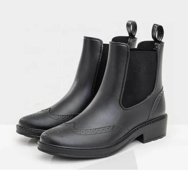 black ankle rain boots