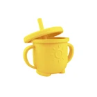 Custom Logo Spill Proof Silicone Baby Drinkware Water Food Feeder Cup With Straw For Baby Silicone