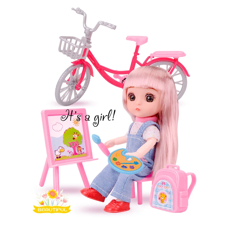 Movable Girl Dolls Toys 6 Inch Mini 3d Big Eyes Long Hair Painting Doll -  Buy Jointed Dolls Toys,Painting Doll,6 Inch Movable Girl Dolls Toys Product  on 