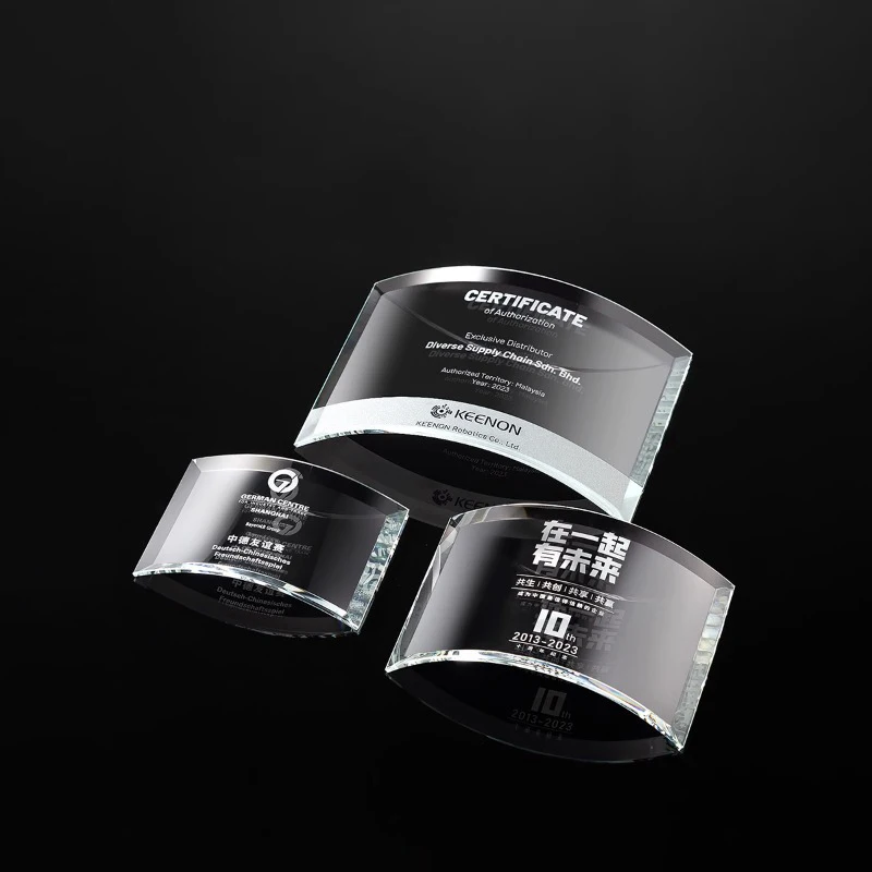 product business custom simplify design crystal trophy and awards glass shield plaque medals glass crystal trophy-5