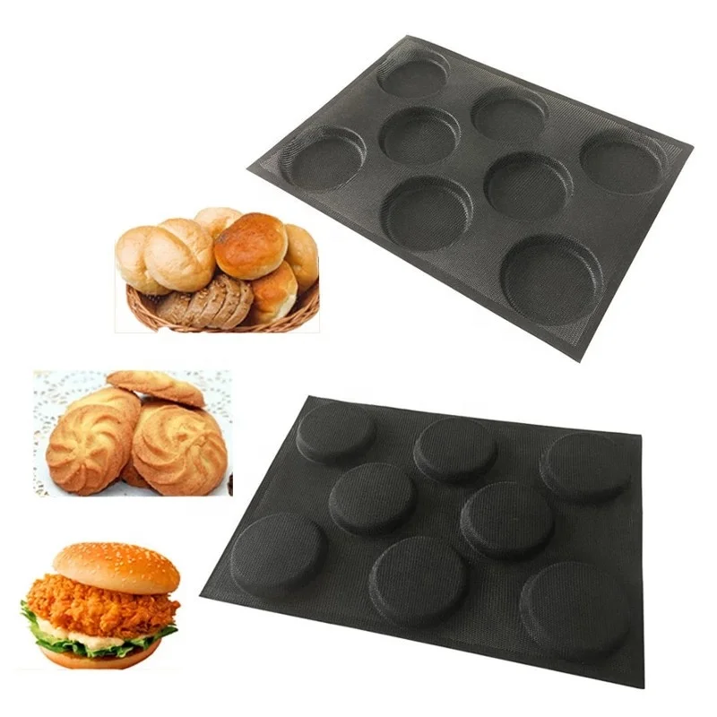 Non stick baking sheets Details about   Perforated Hamburger Bread Molds 