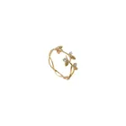 Rings For Women China Manufacture Dainty Real Gold Plated Metal Zircon Leaf Shape Rings For Women